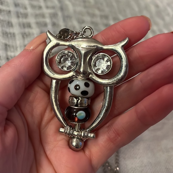 Murano-Style Owl Charm and Chain - Picture 2 of 4